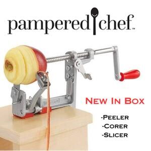 NEW Pampered Chef Apple Peeler Corer Slicer 2430 Table Clamp Food Prep Kitchen